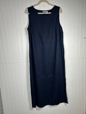 JM Collection Women’s 100% linen navy sleeveless maxi dress summer dress SZ 1X